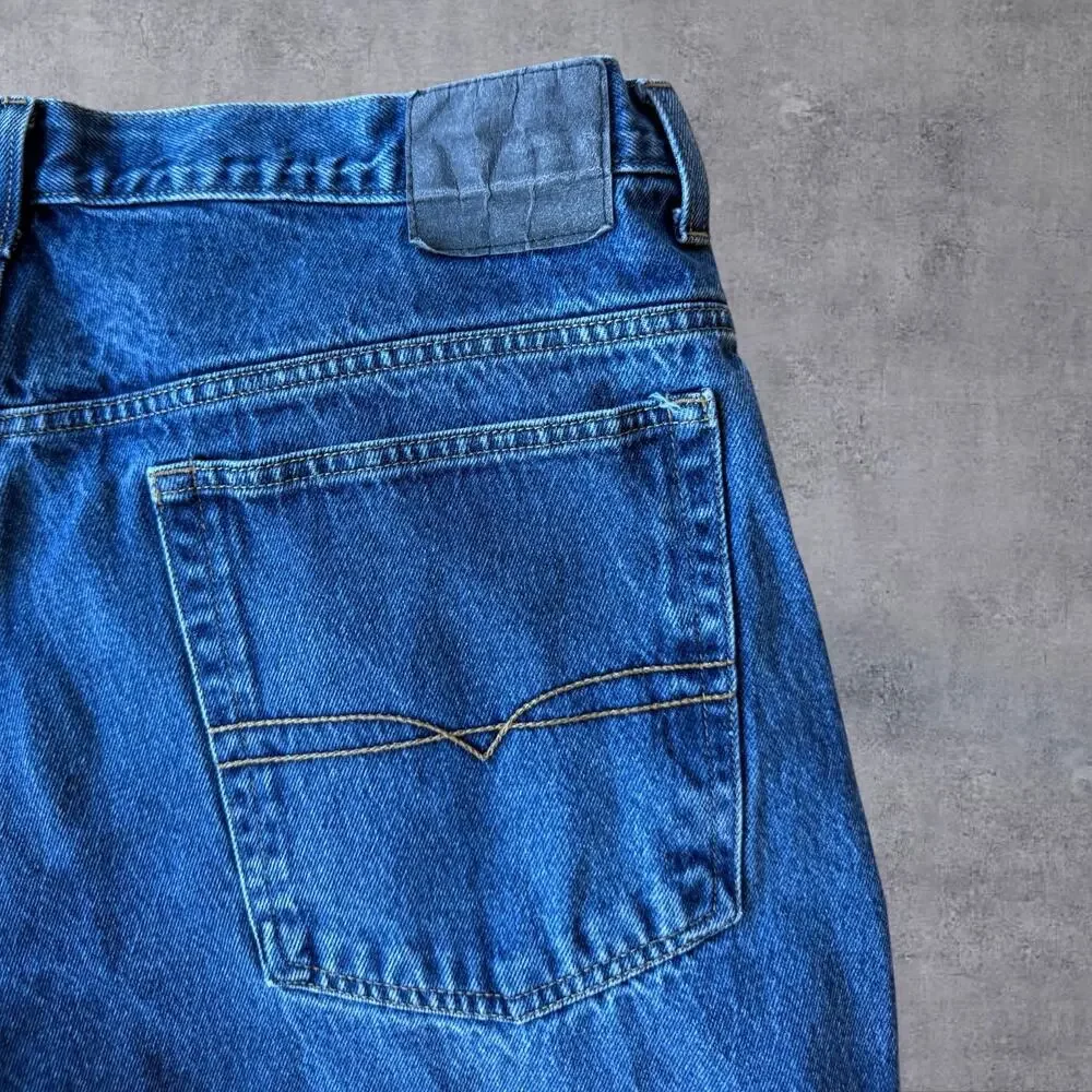 Vtg Anchor Blue Baggy Jeans Mens 42 Y2K Skater Streetwear Wide Leg Blue Denim